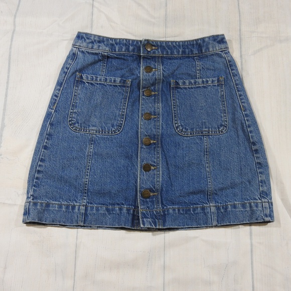 LOFT Dresses & Skirts - Loft Button Front Denim Jean Skirt Size 0